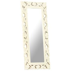 vidaXL, käsitsi nikerdatud peegel, valge, 110 x 50 cm, mangopuit цена и информация | Зеркала | kaup24.ee