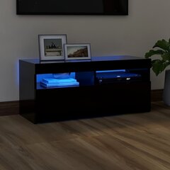 vidaXL telerialus LED-tuledega, must, 90 x 35 x 40 cm цена и информация | Тумбы под телевизор | kaup24.ee