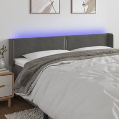 vidaXL LED-voodipeats, tumehall, 163x16x78/88 cm, samet цена и информация | Кровати | kaup24.ee