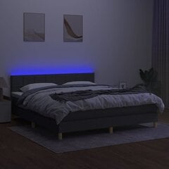 vidaXL kontinentaalvoodi madrats ja LED, tumehall, 180x200 cm, kangas цена и информация | Кровати | kaup24.ee