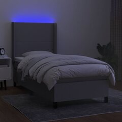 vidaXL kontinentaalvoodi madratsiga ja LED, helehall, 100x200 cm, kangas цена и информация | Кровати | kaup24.ee