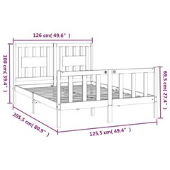 vidaXL voodiraam peatsiga, must, männipuit, 120 x 200 cm цена и информация | Кровати | kaup24.ee