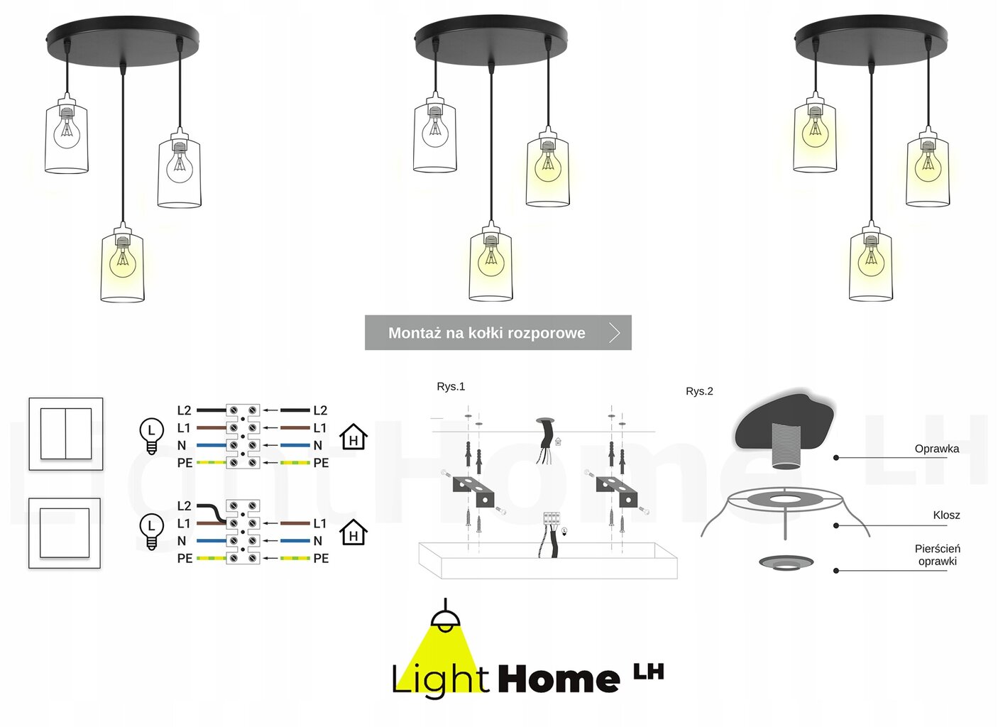 LightHome rippvalgusti Panta цена и информация | Rippvalgustid | kaup24.ee