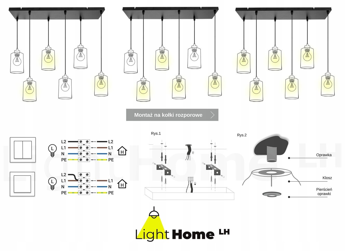 LightHome rippvalgusti Panta цена и информация | Rippvalgustid | kaup24.ee