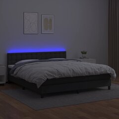 vidaXL kontinentaalvoodi madratsiga, LED, must, 180x200 cm, kunstnahk цена и информация | Кровати | kaup24.ee