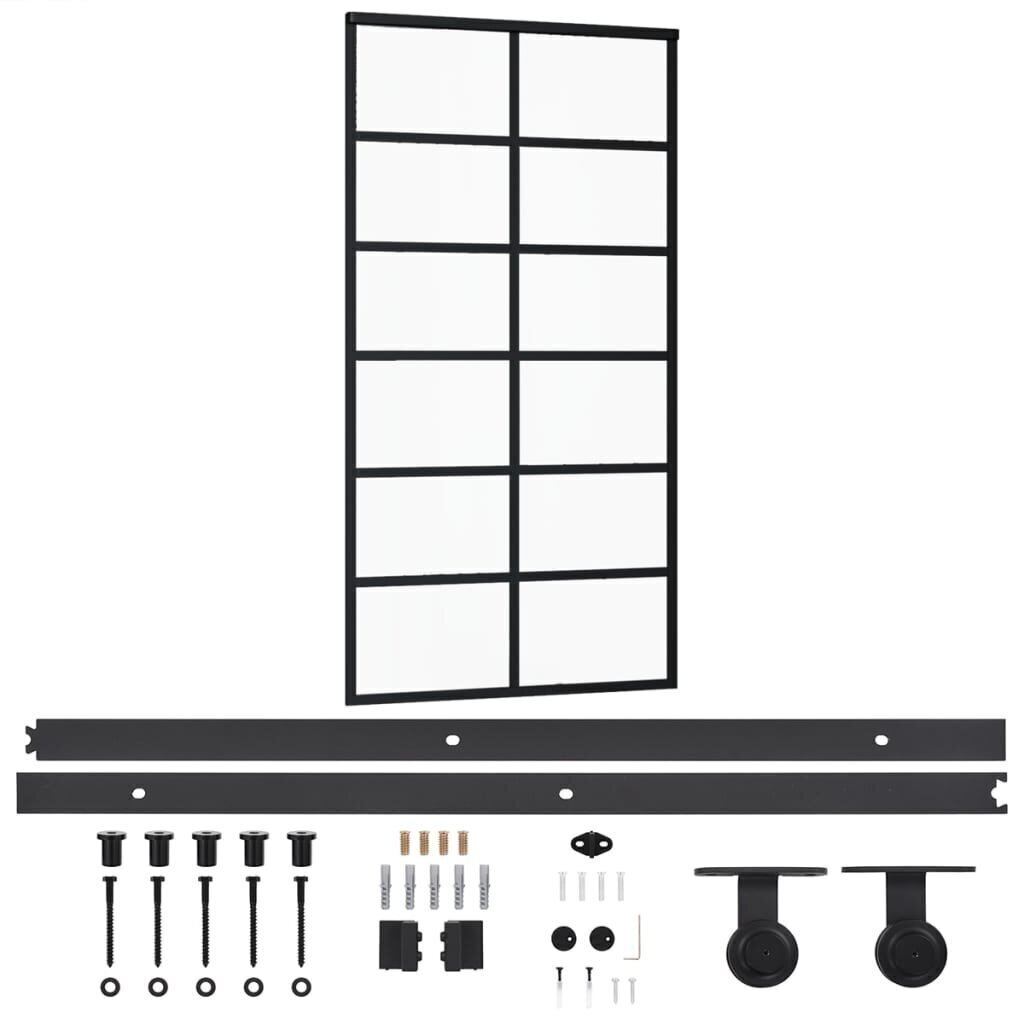 vidaXL liuguks riistvarakomplektiga, ESG klaas, alumiinium, 102 x 205cm цена и информация | Siseuksed | kaup24.ee