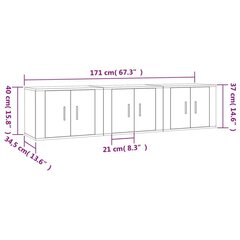 vidaXL seinale kinnitatavad telerikapid, 3 tk, must, 57x34,5x40 cm hind ja info | TV alused | kaup24.ee