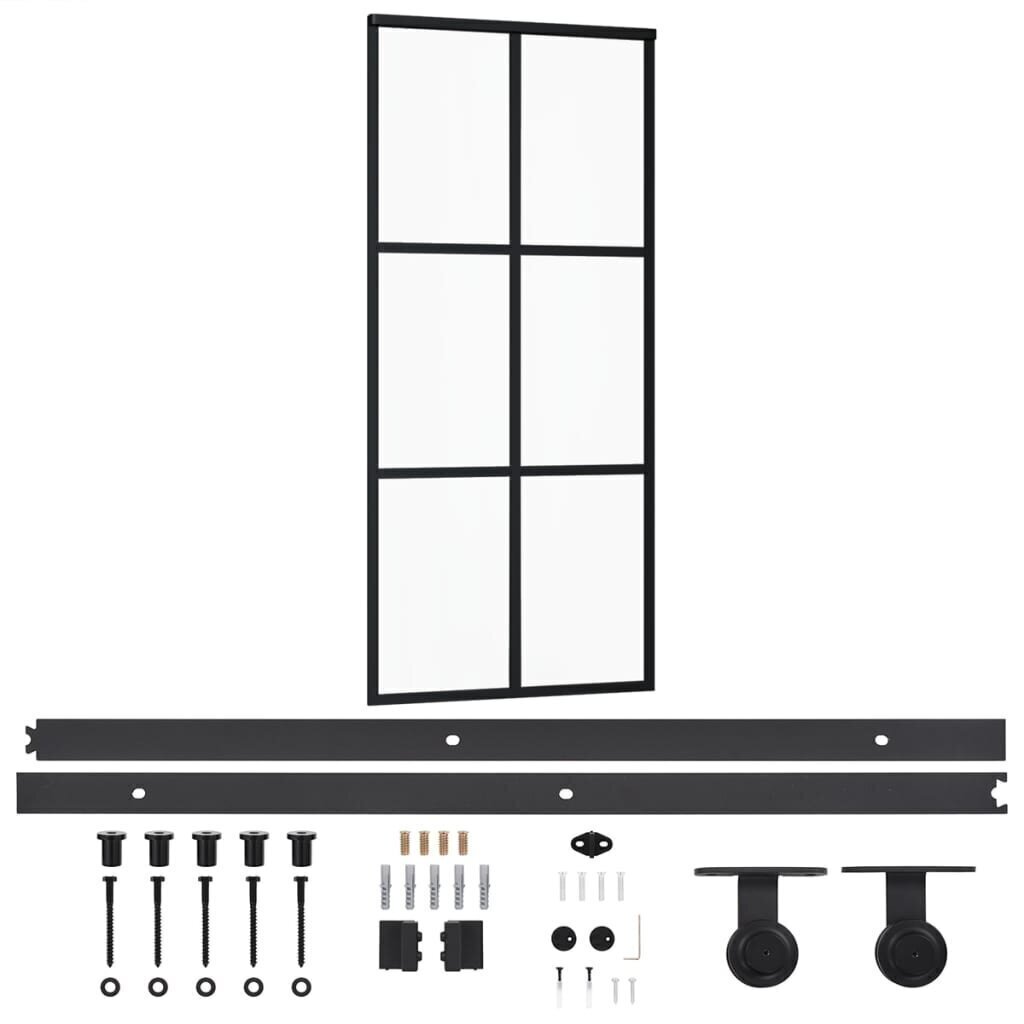 vidaXL liuguks riistvarakomplektiga, ESG klaas ja alumiinium, 90 x 205cm hind ja info | Siseuksed | kaup24.ee