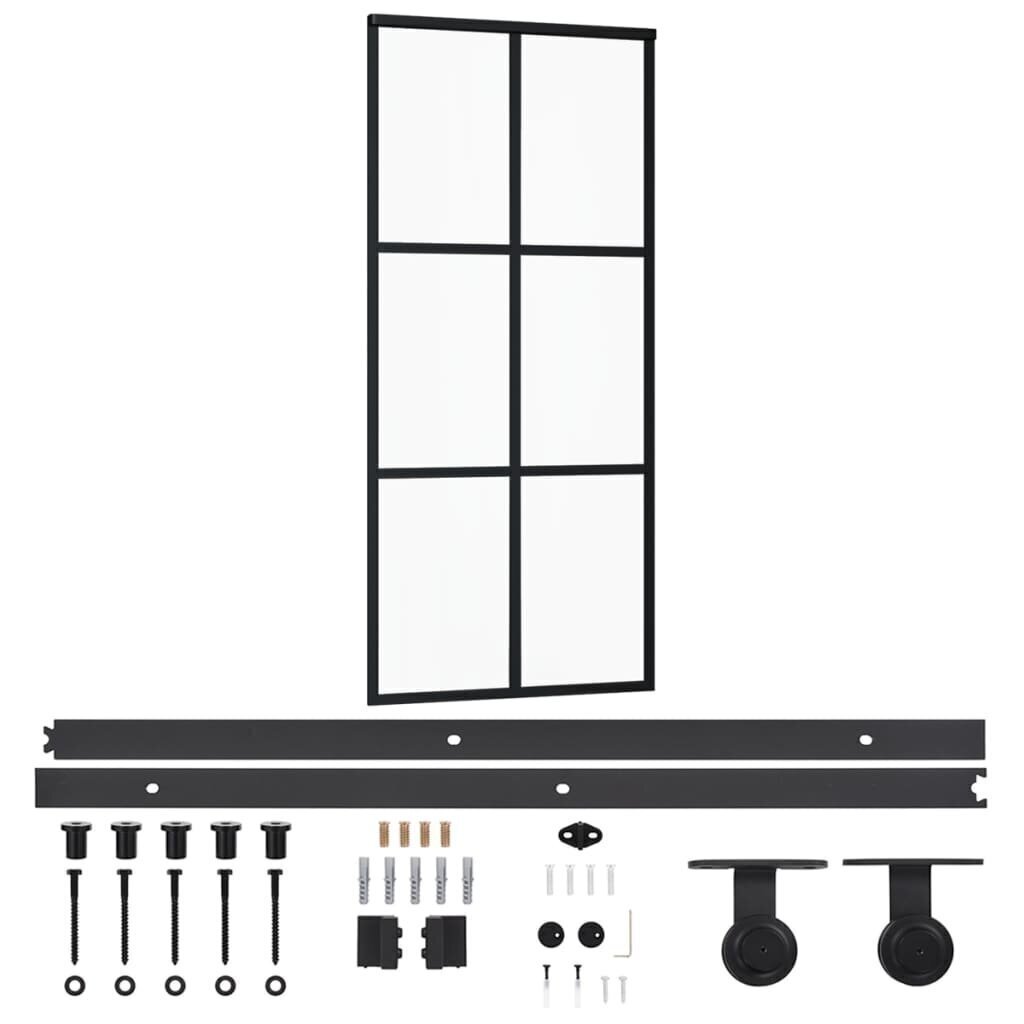 vidaXL liuguks riistvarakomplektiga, ESG klaas ja alumiinium, 90 x 205cm цена и информация | Siseuksed | kaup24.ee