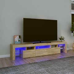 vidaXL telerialus LED-tuledega, Sonoma tamm, 200x36,5x40 cm цена и информация | Тумбы под телевизор | kaup24.ee