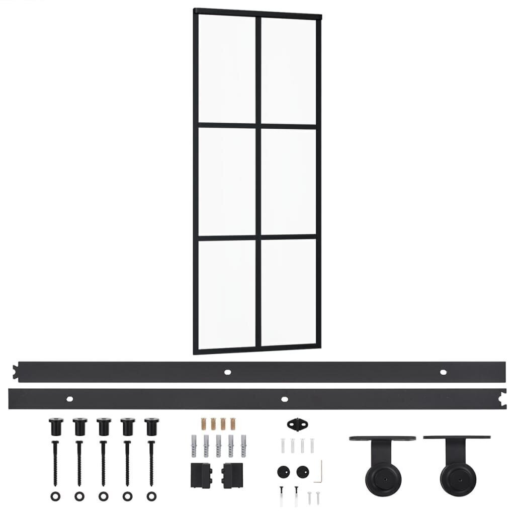 vidaXL liuguks riistvarakomplektiga, ESG klaas ja alumiinium, 76 x 205cm цена и информация | Siseuksed | kaup24.ee