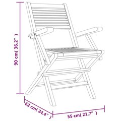 vidaXL kokkupandavad aiatoolid 8 tk, 55 x62 x 90 cm, tiikpuu цена и информация | Садовые стулья, кресла, пуфы | kaup24.ee