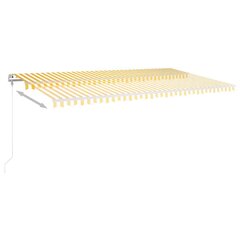 vidaXL automaatne varikatus, LED, tuuleandur, 6 x 3,5 m, kollane/valge цена и информация | Зонты, маркизы, стойки | kaup24.ee