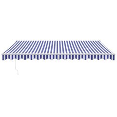vidaXL sissetõmmatav varikatus sinine-valge 4,5x3 m kangas, alumiinium цена и информация | Зонты, маркизы, стойки | kaup24.ee