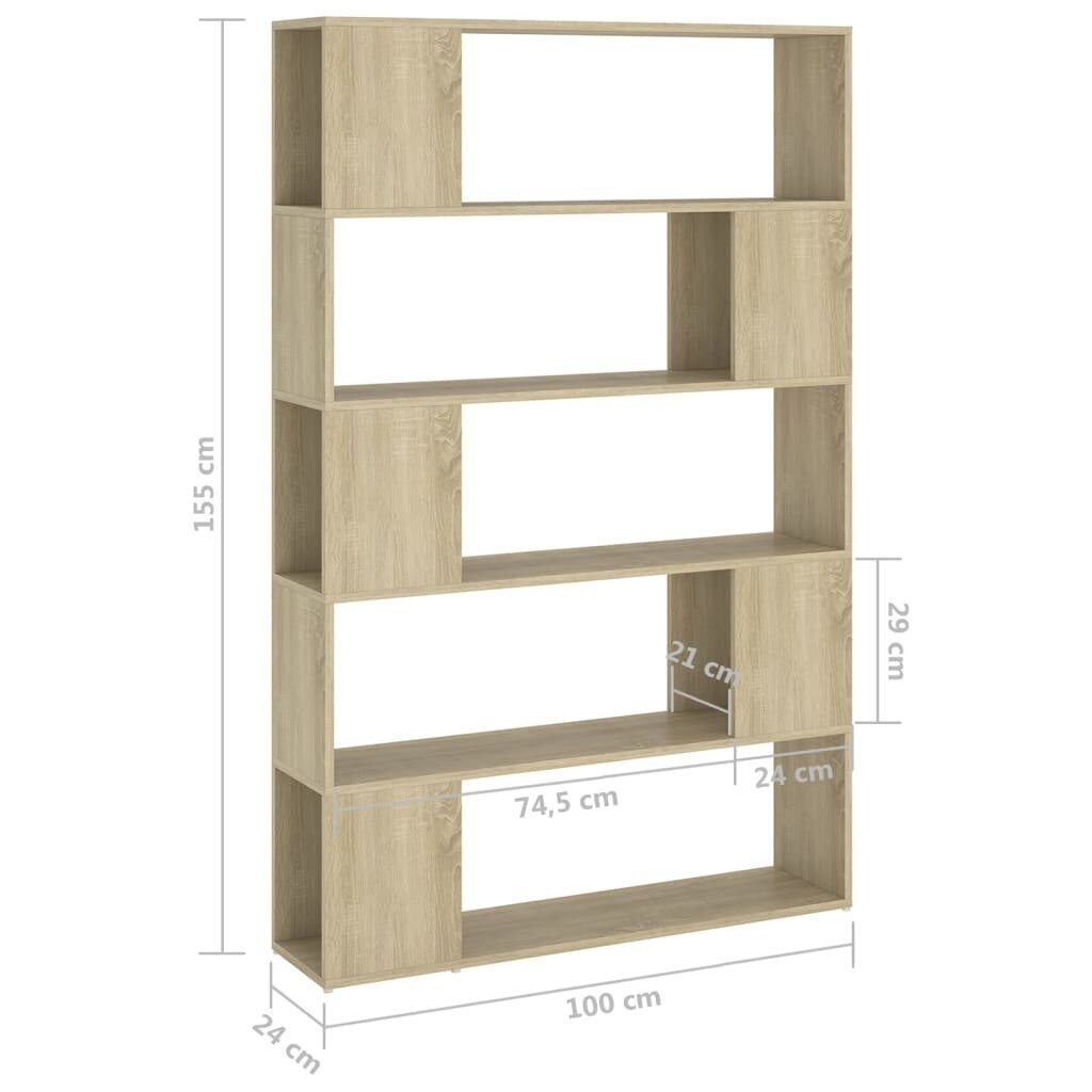 vidaXL raamaturiiul/ruumijagaja tamm 100 x 24 x 155 cm, puitlaastplaat цена и информация | Riiulid | kaup24.ee