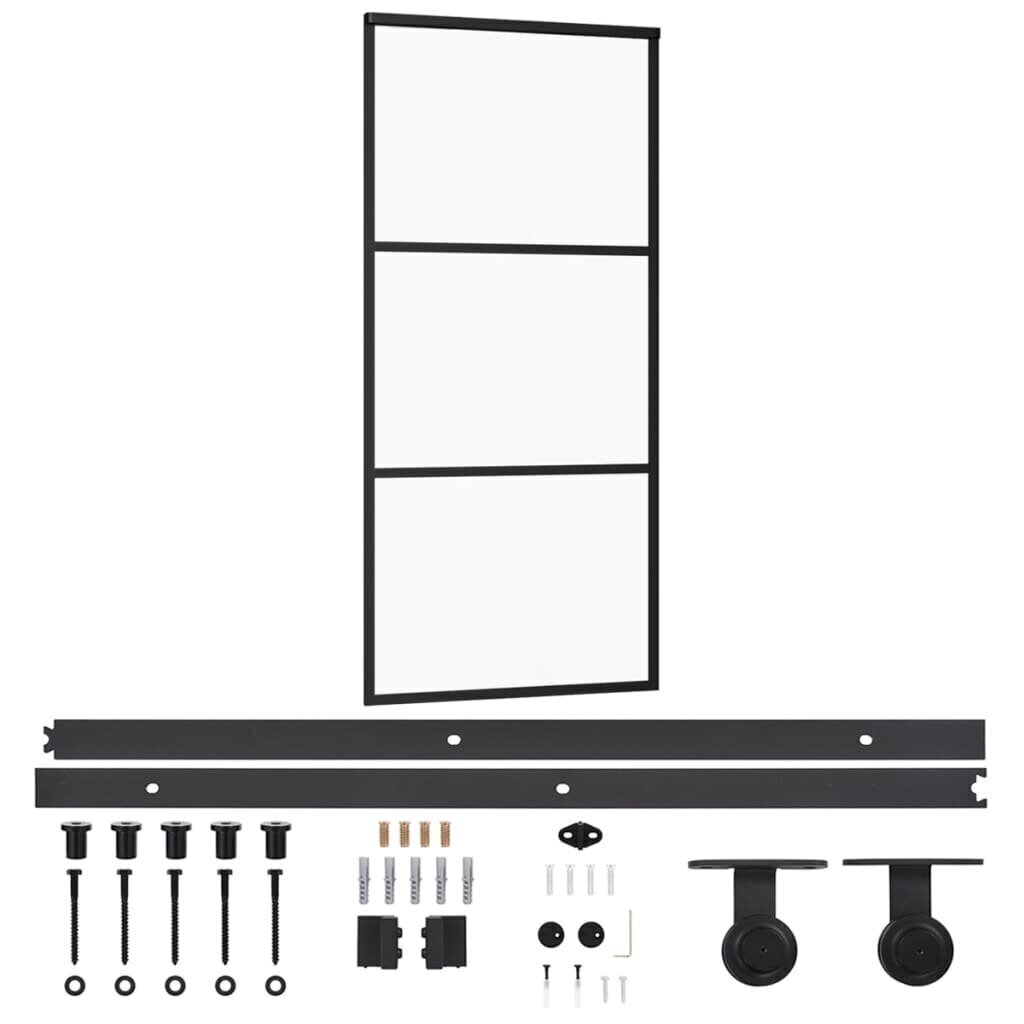 vidaXL liuguks riistvarakomplektiga, ESG klaas ja alumiinium, 90x205cm цена и информация | Siseuksed | kaup24.ee