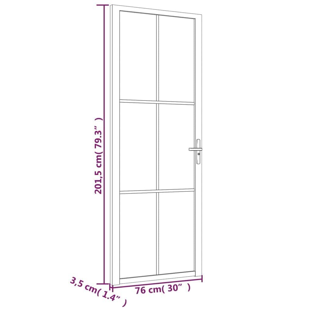 vidaXL siseuks, 76 x 201,5 cm, must, matt klaas ja alumiinium hind ja info | Siseuksed | kaup24.ee