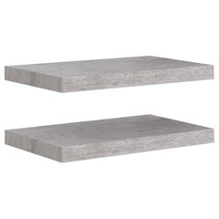 vidaXL seinariiulid, 2 tk, betoonhall, 50 x 23 x 3,8 cm MDF цена и информация | Полки | kaup24.ee