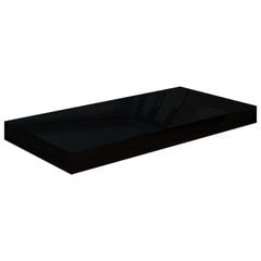 vidaXL seinariiul, kõrgläikega, must, 50 x 23 x 3,8 cm MDF цена и информация | Полки | kaup24.ee