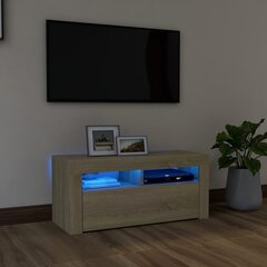 vidaXL telerialus LED-tuledega, Sonoma tamm, 90 x 35 x 40 cm цена и информация | Тумбы под телевизор | kaup24.ee