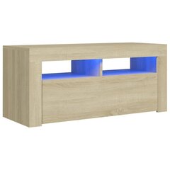 vidaXL telerialus LED-tuledega, Sonoma tamm, 90 x 35 x 40 cm цена и информация | Тумбы под телевизор | kaup24.ee