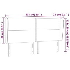 vidaXL voodipeats servadega, tumesinine, 203x23x118/128 cm, samet цена и информация | Кровати | kaup24.ee