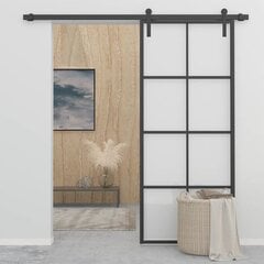 vidaXL liuguks, alumiinium ja ESG-klaas, 90 x 205 cm, must цена и информация | Межкомнатные двери | kaup24.ee