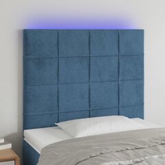 vidaXL LED-voodipeats, tumesinine, 90x5x118/128 cm, samet цена и информация | Кровати | kaup24.ee