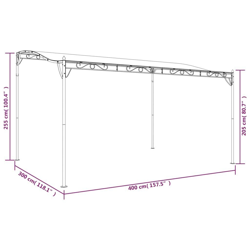 vidaXL varjualune, kreemjas, 4x3 m, 180 g/m² , kangas ja teras hind ja info | Varikatused ja aiapaviljonid | kaup24.ee