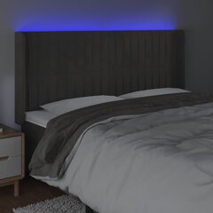 vidaXL LED-voodipeats, tumehall, 163x16x118/128 cm, samet цена и информация | Кровати | kaup24.ee