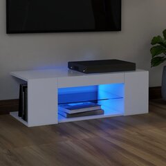 vidaXL telerialus LED-tuledega, valge, 90 x 39 x 30 cm цена и информация | Тумбы под телевизор | kaup24.ee