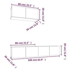 VidaXL 3-osaline telerikappide komplekt, hall, tehispuit hind ja info | TV alused | kaup24.ee