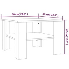 vidaXL kohvilaud, suitsutatud tamm, 60 x 60 x 42 cm, tehispuit hind ja info | Diivanilauad | kaup24.ee