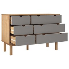 vidaXL sahtlitega kapp, pruun ja hall, 113,5 x 39,5 x 73 cm, männipuit цена и информация | Комоды | kaup24.ee