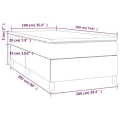 vidaXL kontinentaalvoodi madratsiga, tumesinine, 100x200 cm, samet hind ja info | Voodid | kaup24.ee