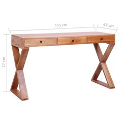 vidaXL arvutilaud, naturaalne, 115 x 47 x 77 cm, toekas mahagonipuit цена и информация | Компьютерные, письменные столы | kaup24.ee