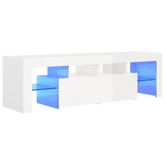 vidaXL telerialus LED-tuledega, kõrgläikega valge, 140 x 35 x 40 cm цена и информация | Тумбы под телевизор | kaup24.ee