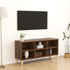 vidaXL puitjalgadega telerikapp, pruun tamm, 103,5 x 30 x 50 cm hind ja info | TV alused | kaup24.ee