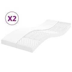 vidaXL poroloonmadratsid 2 tk, valge 90x200 cm 7 tsooni kõvadus 20 ILD цена и информация | Матрасы | kaup24.ee