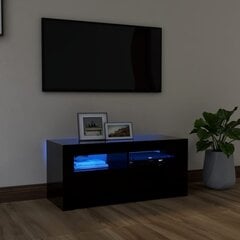 vidaXL telerialus LED-tuledega, must, 90 x 35 x 40 cm цена и информация | Тумбы под телевизор | kaup24.ee