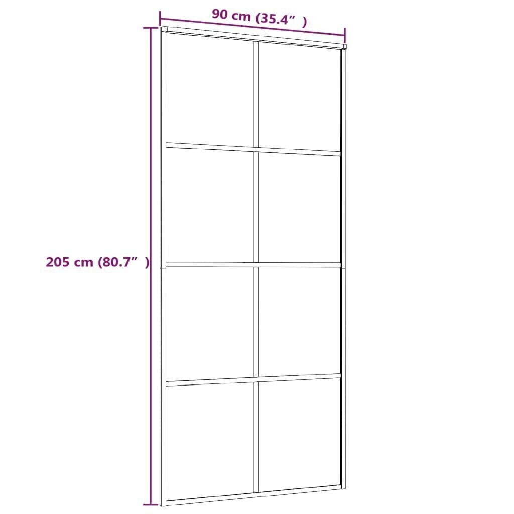 vidaXL liuguks, ESG-klaas ja alumiinium, 90 x 205 cm, valge цена и информация | Siseuksed | kaup24.ee