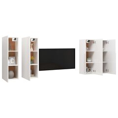 vidaXL telerikapid 4 tk kõrgläige, valge, 30,5x30x90 cm puitlaastplaat цена и информация | Тумбы под телевизор | kaup24.ee