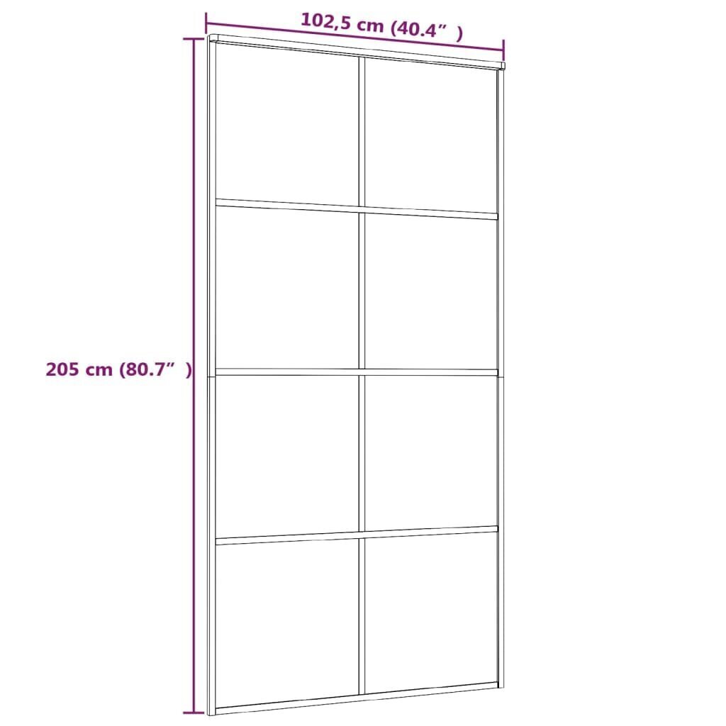 vidaXL liuguks, matt ESG-klaas ja alumiinium, 102,5 x 205 cm, must цена и информация | Siseuksed | kaup24.ee