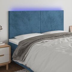 vidaXL LED-voodipeats, tumesinine, 180x5x118/128 cm, samet цена и информация | Кровати | kaup24.ee