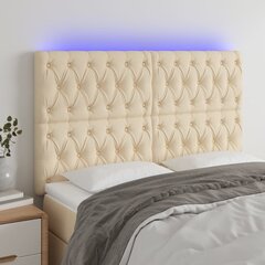 vidaXL LED-voodipeats, kreemjas, 160x7x118/128 cm, kangas цена и информация | Кровати | kaup24.ee