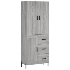 vidaXL kõrge kapp, hall Sonoma tamm, 69,5 x 34 x 180 cm, tehispuit цена и информация | Комоды | kaup24.ee