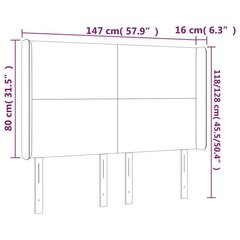 vidaXL LED-voodipeats, valge, 147x16x118/128 cm, kunstnahk цена и информация | Кровати | kaup24.ee