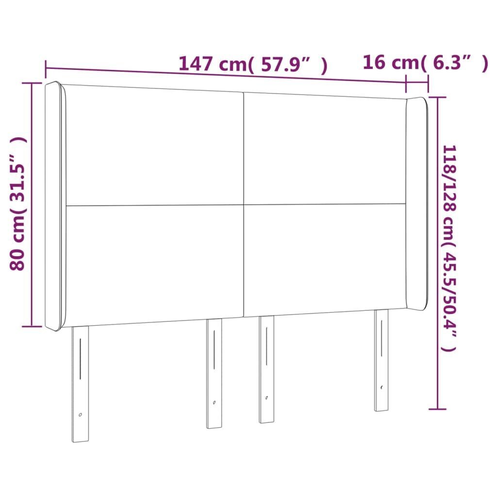 vidaXL LED-voodipeats, valge, 147x16x118/128 cm, kunstnahk цена и информация | Voodid | kaup24.ee