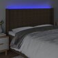 vidaXL LED-voodipeats, tumepruun, 203x16x118/128 cm, kangas цена и информация | Voodid | kaup24.ee