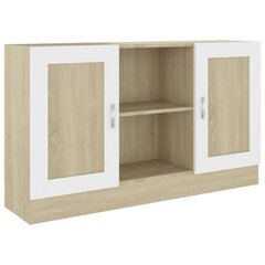 vidaXL puhvetkapp, valge ja Sonoma tamm 120x30,5x70 cm puitlaastplaat цена и информация | Шкафчики в гостиную | kaup24.ee